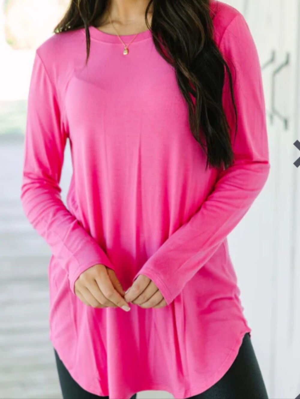 Apt. 9 Bright Pink Long Sleeve Crewneck Top